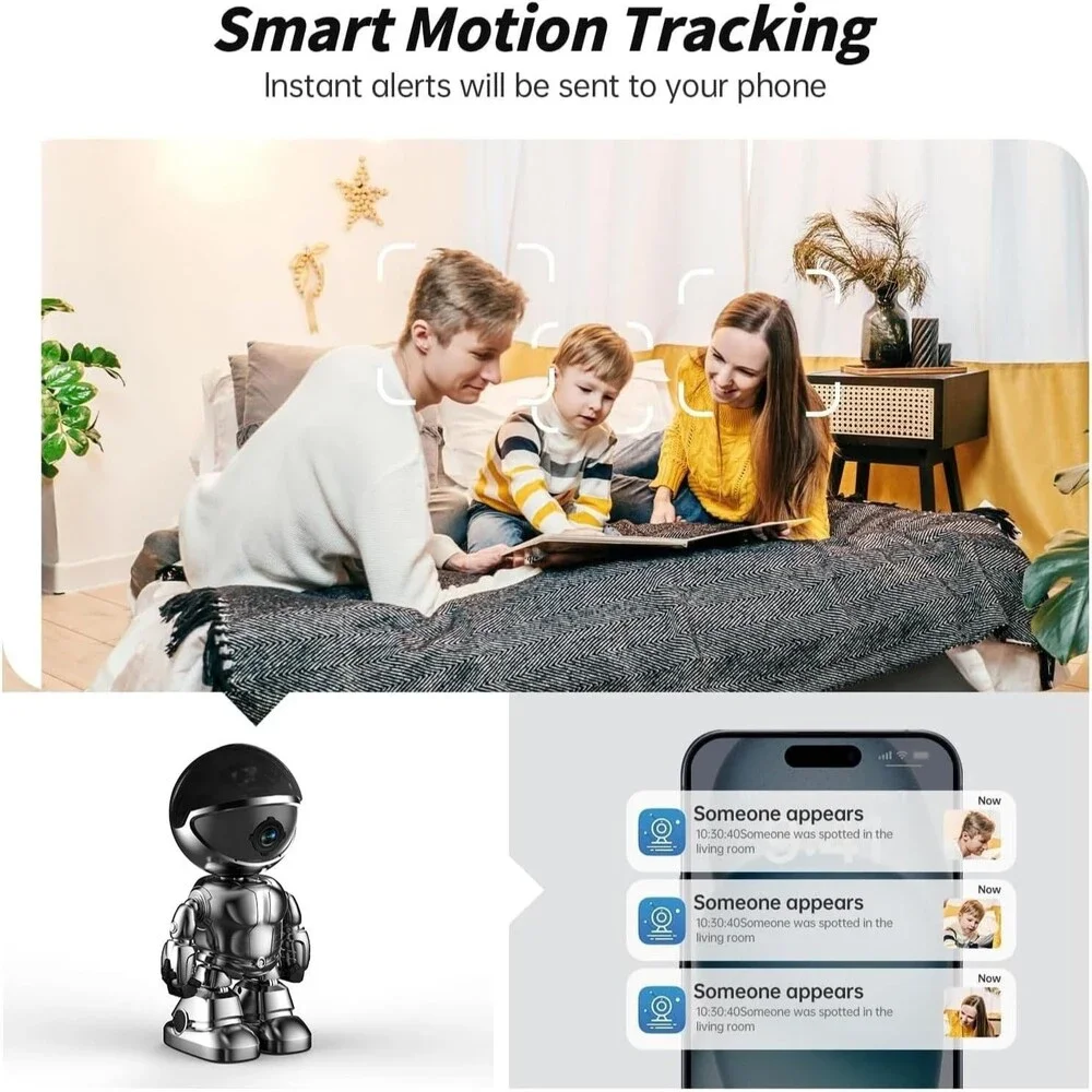 5G/2.4Ghz WiFi Robot Camera 3MP Pet/Baby Camera with Phone App Motion Detection